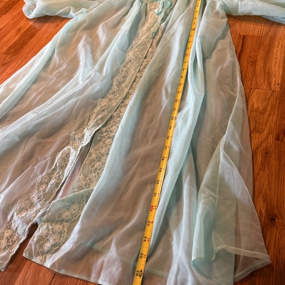 Vintage 60s Lingerie Robe Green Sheer Fairy Retro Peignoir Women Medium/Large. - Picture 8 of 8